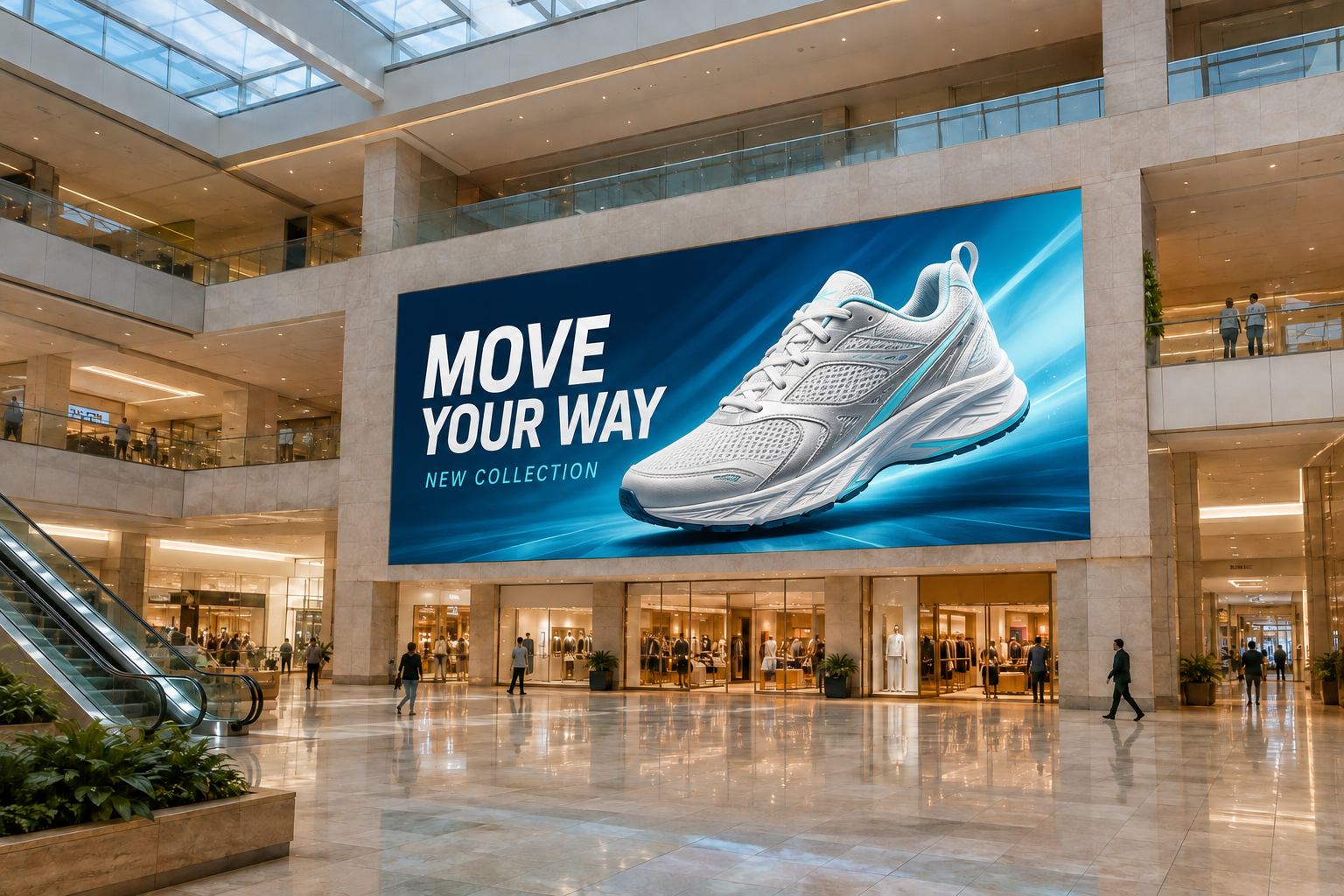 Concept de grand écran LED publicitaire dans un centre commercial