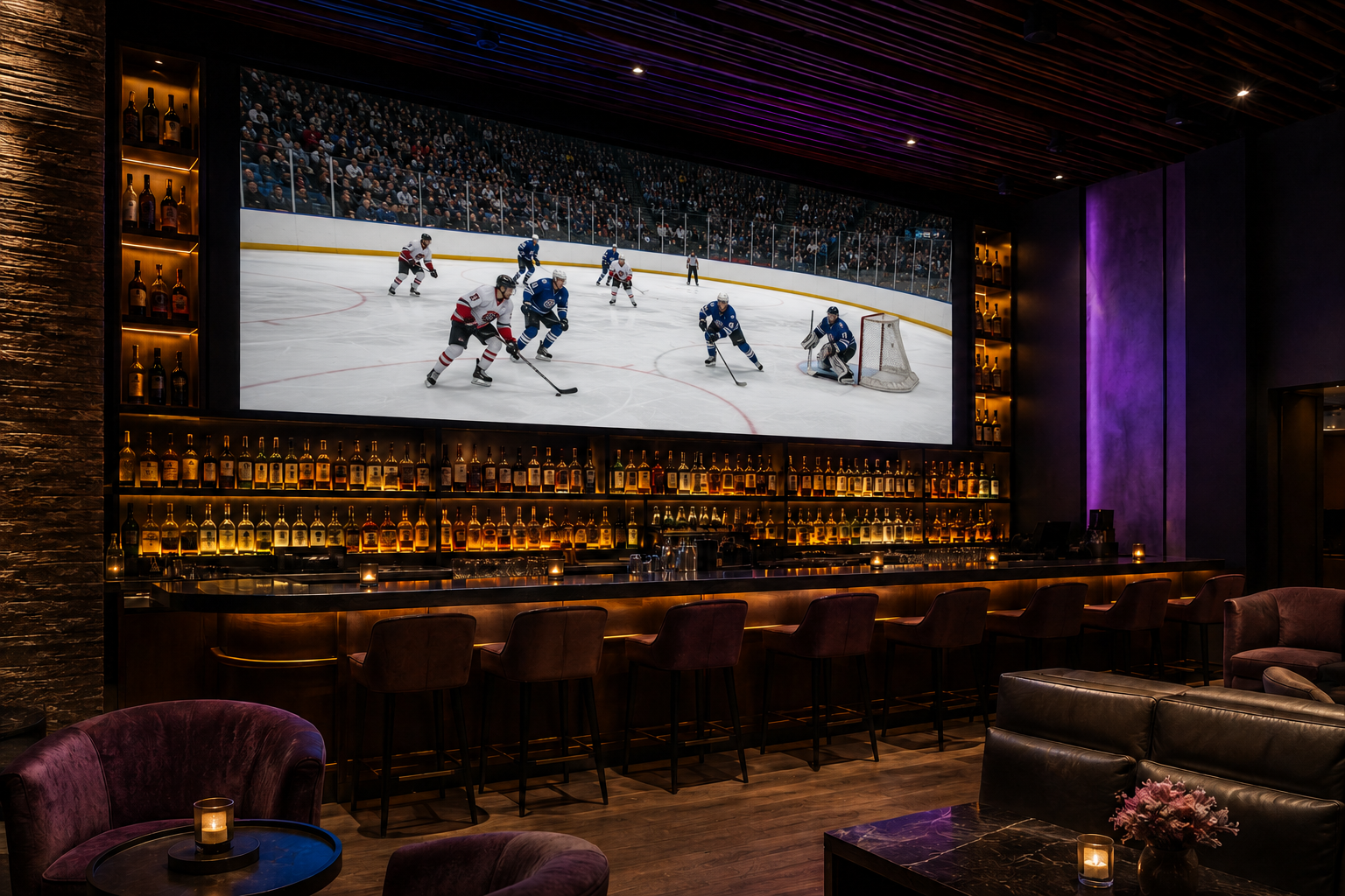Concept IA d’écran LED sportif dans un bar